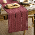 Sm:)e Red Farmhouse Woven Rustic Hollow Table Runner, Boho Table Runner 12x48 Inch, Dining Kitchen Home Decor
