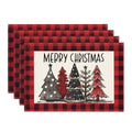 Smile Red and Black Buffalo Plaid Christmas Trees Placemats Set of 4, 12 x 18 Inch