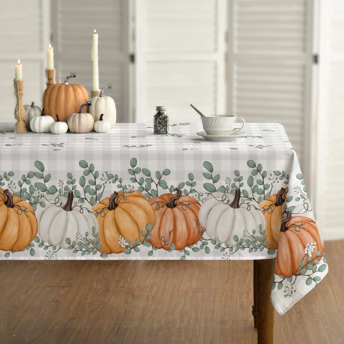 Sm:)e Fall Thanksgiving TableCloth Orange Pumpkin Table Cover for Party Picnic Dinner Decor 60x60 Inch, Square
