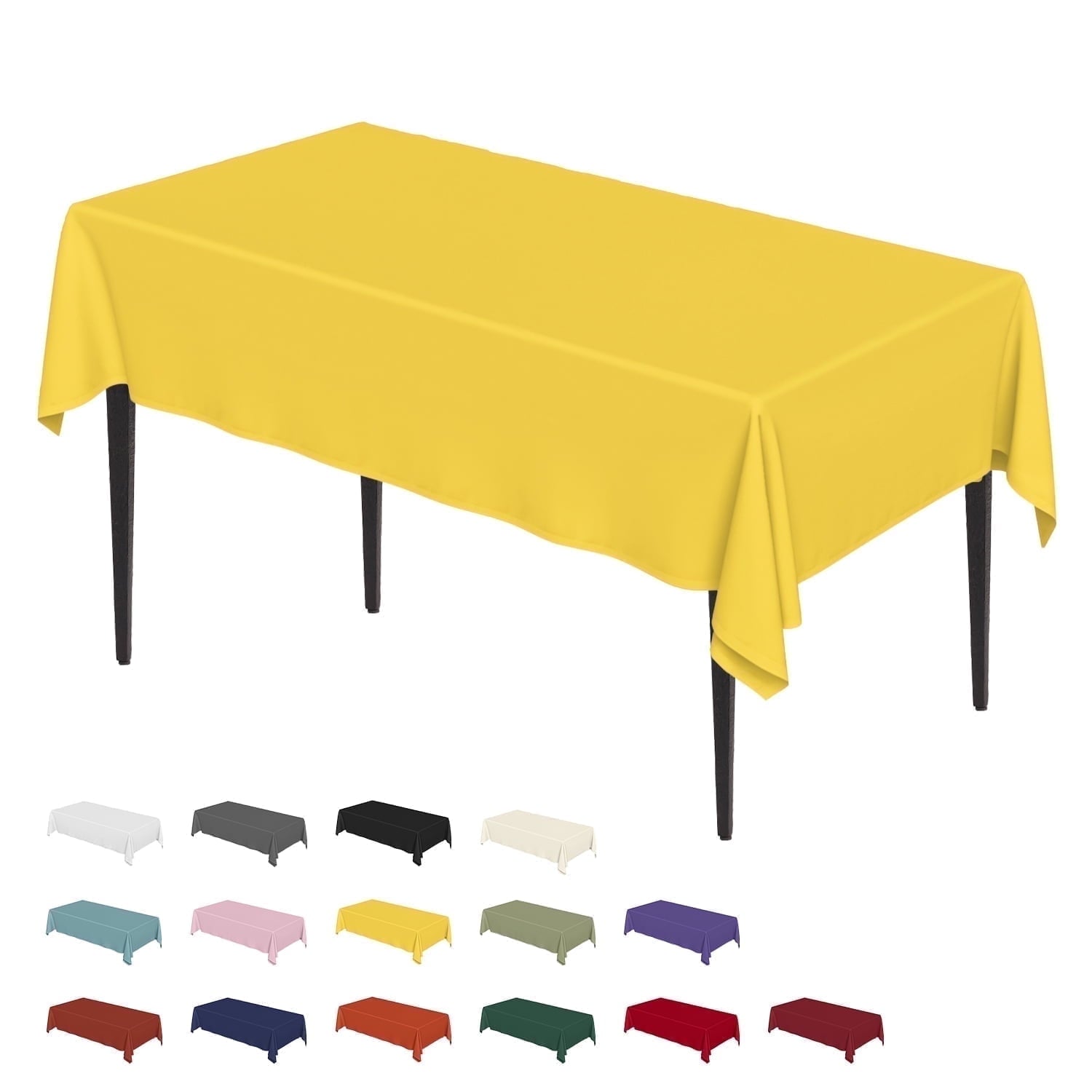 Sm:)e Stain and Wrinkle Resistant Fitable Yellow Table Cloth Rectangle 60x84 Inch, Reusable and Washable Polyester Fabric Table Covers for Party, Wedding and Banquet Decoration 4ft Table