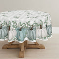 Sm:)e Pumpkins Machine Washable 70 in Round Rustic/Lodge Fall Blue Fall Polyester Tablecloth