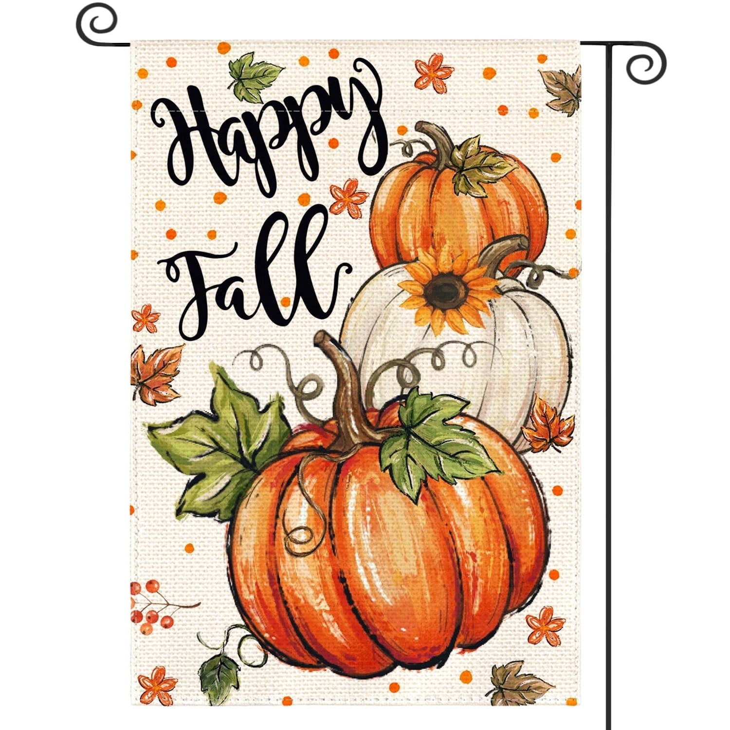Sm:)e Maple Leaves Pumpkin Fall Garden Flag 12x18 Inch Double Sided, Autumn Small Banner Yard Sign Outside Decoration