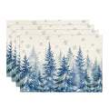 Sm:)e Pine Forest Christmas Placemats 12 x 18 Inch, Set of 4, Winter Table Decor Supplies for Kitchen Dining & Holiday Party