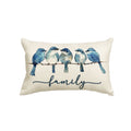 Sm:)e Home Sweet Home Bluebird Family Watercolor Throw Pillow Cover, 12 x 20 Inch Blue Cushion Case Decoration for Sofa Couch