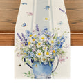Sm:)e Butterfly Small Daisy Spring Table Runner for Summer, Seasonal Spring Kitchen Dining Table Decoration for Home Party Decor 13x72 Inch