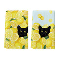 Sm:)e Cat Yellow Lemon Summer Kitchen Dish Towels 18x26 Inch Set of 2
