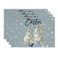 Sm:)e Hydrangea Easter Bunny Easte Table Runner Placemats Set of 4, 12 x 18 Inch, Spring Easter Decoration Home Kitchen Table Decor