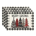 Smile Black and White Buffalo Plaid Christmas Trees Winter Placemats Set of 4, 12 x 18 Inch