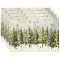 Sm:)e Winter Trees Cardinals Snowflakes Christmas Placemats Set of 4, 12 x 18 Inch