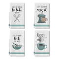 Sm:)e Coffee Quote Funny Text Kitchen Dish Towels 18 x 26 Inch Housewarming Hand Tea Towels for Cooking Baking Set of 4