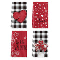 Sm:)e Valentine's Day Kitchen Dish Towels, 18x26 Inch, Set of 4, XOXO Love Heart Buffalo Plaid