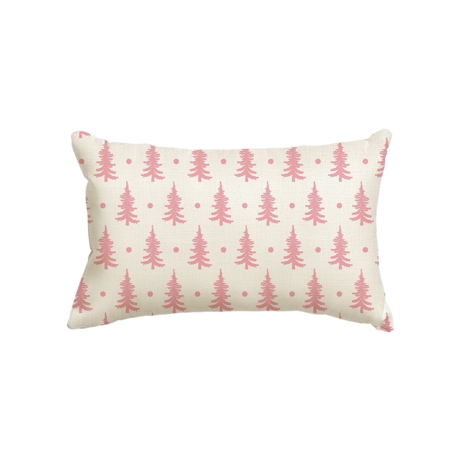 Smile Pink Christmas Tree Throw Pillow Cover, 12 x 20 inch
