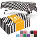 Sm:)e Plastic Table Cloth Disposable 12 Pack, 54 x 108 Inch, Black White Checkerboard, for Party Picnic Wedding