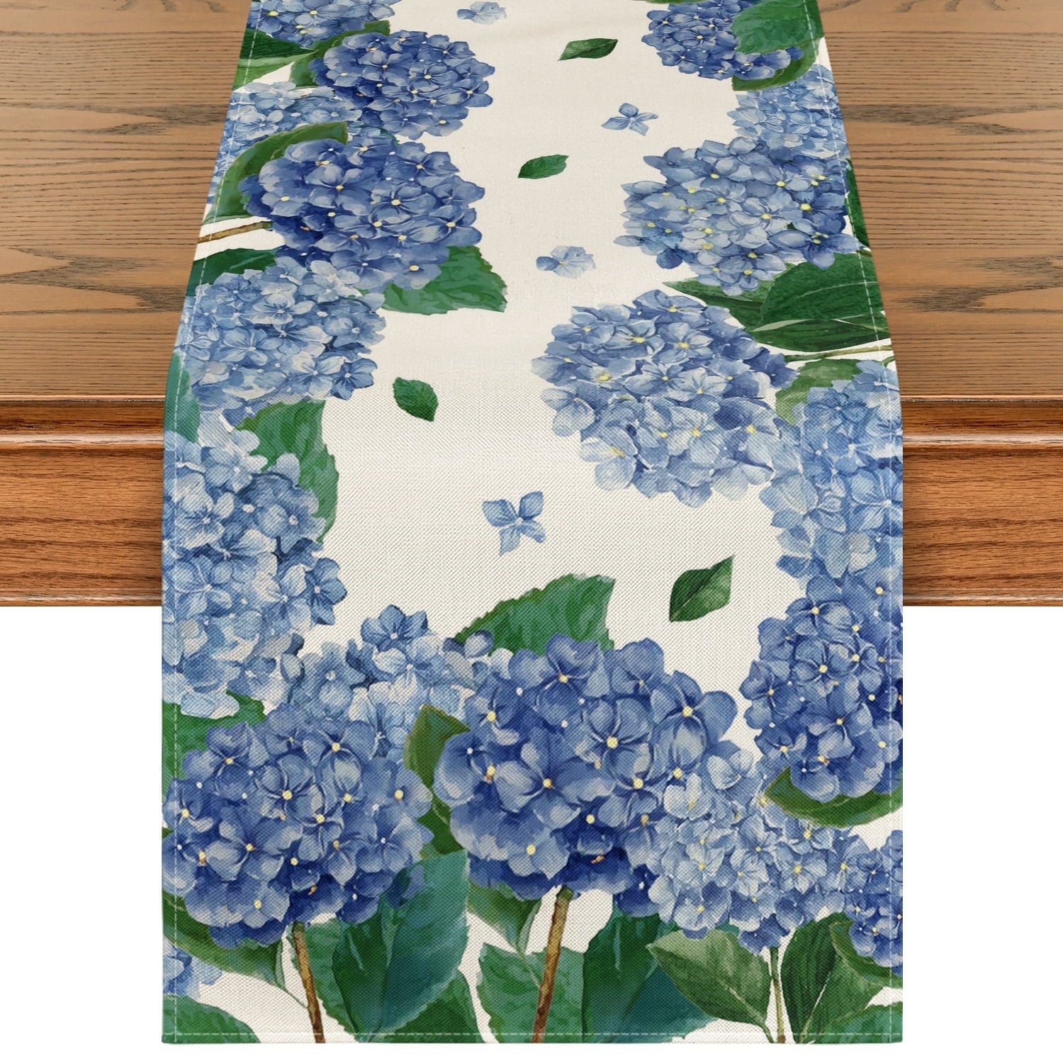 Sm:)e Watercolor Hydrangea Table Runner for Spring Summer 13 x 60 Inch