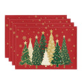 Sm:)e Multi Color Christmas Tree Snowflake Christmas Placemats 12 x 18 Inch, Set of 4, Winter Table Decor Supplies for Kitchen Dining & Holiday Party, Red