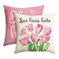 Sm:)e Love Lives Here Spring Throw Pillow Covers Set of 2,18x18 Inch,Pink