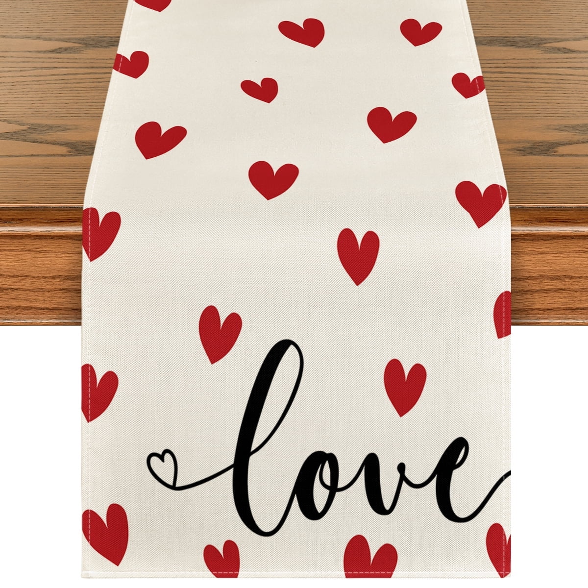 Sm:)e White Love Heart Valentine's Day Table Runner 13 x 72 Inch