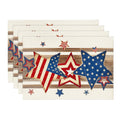 Sm:)e Stars 4th of July Placemats Set of 4, Wooden Patriotic Decor Durable and Stylish Independence Day Party and Family Gathering Supply 12 x 18 Inch