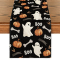 Smile Watercolor Ghost Pumpkins Bone Boo Table Runner Black, Seasonal Fall Spooky Halloween Holiday Kitchen Dining Table Decoration for Indoor Outdoor Home Party Decor 13 x 36 Inch