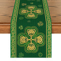 Sm:)e Green Stripes Shamrocks St.Patrick's Day Table Runner 13x72 Inch