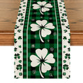 Sm:)e Green Shamrock St. Patrick's Day Table Runner Buffalo Plaid 13 x 108 Inch, Home Kitchen Seasonal Decoration Holiday Table Decor
