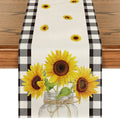 Sm:)e Buffalo Plaid Sunflower Sunshine Summer Table Runner 13 x 48 Inch