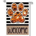 Sm:)e Welcome Dog Paw Ghost Spider Web Bat Halloween Garden Flag 12 x 18 Inch, Double-Sided Printing, Outdoor Welcome Decor for Fall Yards