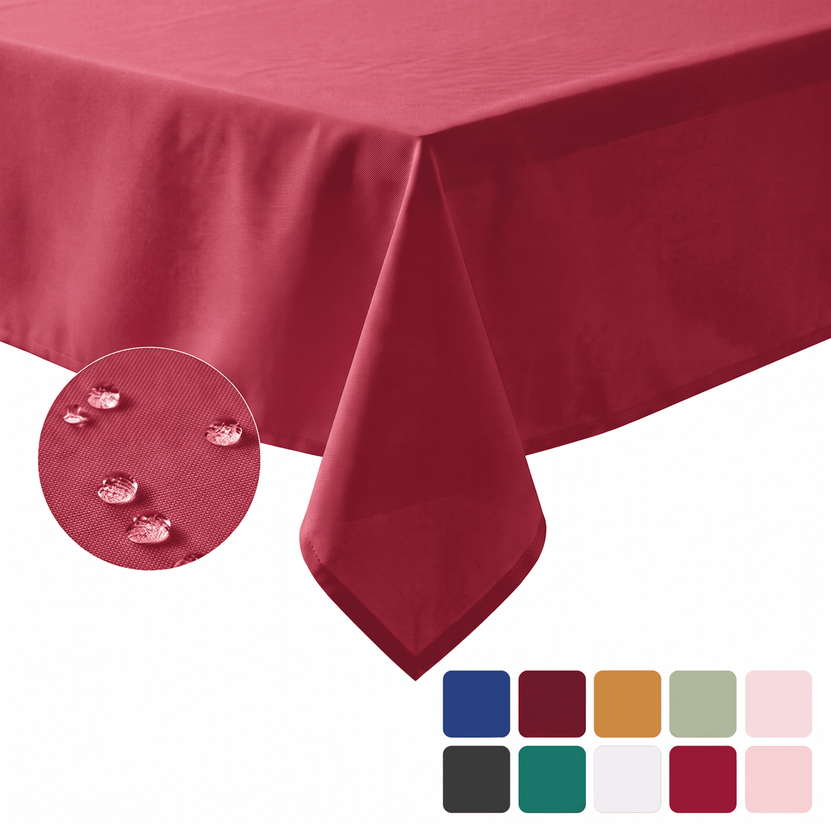 Sm:)e Red Farmhouse Style Waterproof Tablecloth 60x84 Inch, Yarn-Dyed Woven Table Cover for Dining Decor, Rectangle