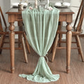 Sm:)e Sage Green Cheesecloth Table Runner 31 x 118 Inch Rustic Gauze Boho Chair Sashes for Bridal Shower Wedding Party Catering Home Decoration Supplies