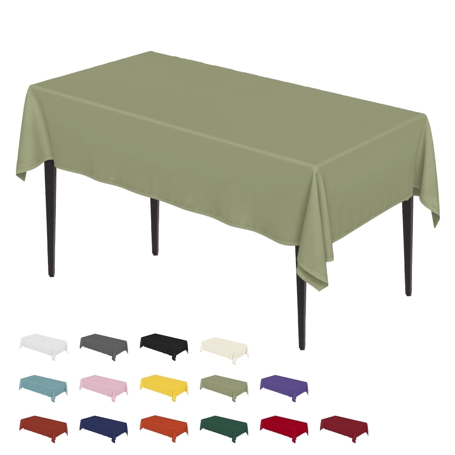 Sm:)e Stain and Wrinkle Resistant Fitable Fern Green Table Cloth Rectangle 60x84 Inch, Reusable and Washable Polyester Fabric Table Covers for Party, Wedding and Banquet Decoration 4ft Table