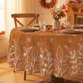 Sm:)e Fall Orange Round Tablecloth, Thanksgiving Leaves Table Cover for Party Picnic Dinner Decor 70 Inch