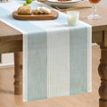 Sm:)e Ice Blue Farmhouse Rustic Table Runner£¬Seasonal Fabric Kitchen Dining Holiday Wedding Table Decor for Home Party Indoor 13x120 Inch