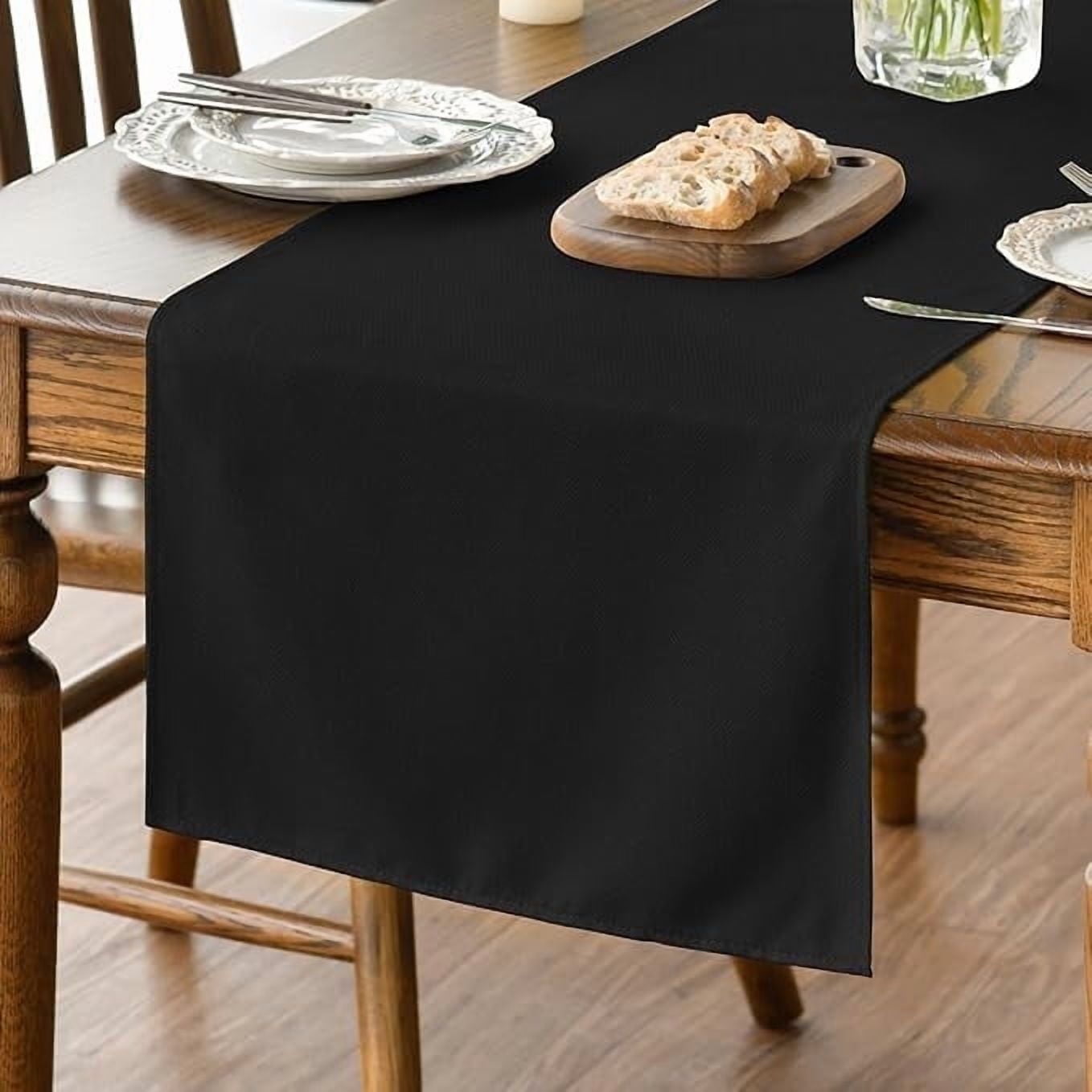 Sm:)e Black Table Runner 13x72 Inch, Seasonal Washable Kitchen Dining Table Decoration for Home Party