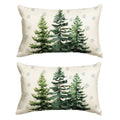 Sm:)e Snowflake Christmas Tree Winter Throw Pillow Cover 12x20 Inch Set of 2, Beige