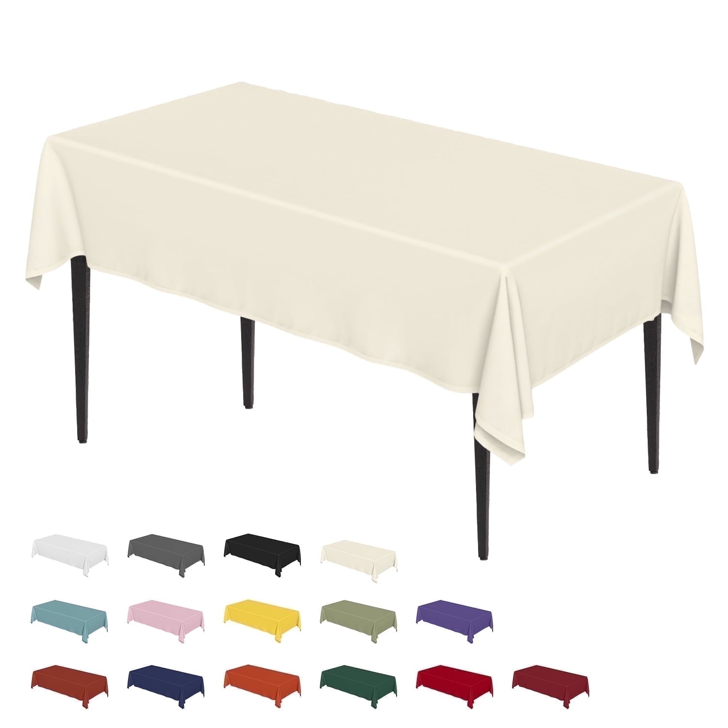 Sm:)e Stain and Wrinkle Resistant Fitable Beige Table Cloth Rectangle 60x84 Inch, Reusable and Washable Polyester Fabric Table Covers for Party, Wedding and Banquet Decoration 4ft Table
