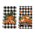 Sm:)e Pumpkins Truck Buffalo Check Plaid Fall Kitchen Dish Towels 18x26 Inch Set of 2
