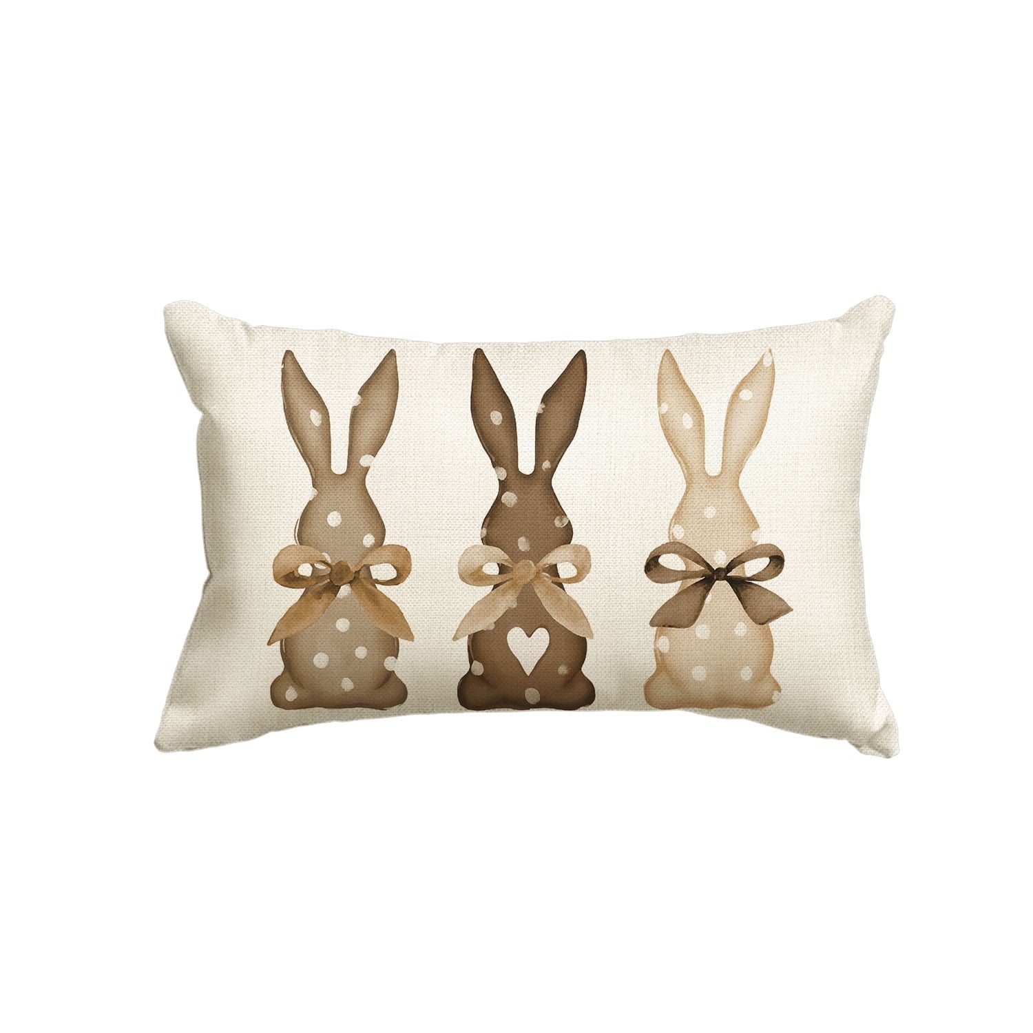 Sm:)e Polka Dot Love Heart Bunny Easter Throw Pillow Cover, 12 x 20 Inch Bow Rabbit Cushion Case Decoration for Sofa Couch