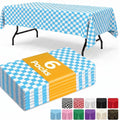 Sm:)e Blue and White Farmhouse Style Disposable Checkered Tablecloth 54x108 Inch, Yarn-Dyed Woven Table Cover for Dining Decor, Rectangle