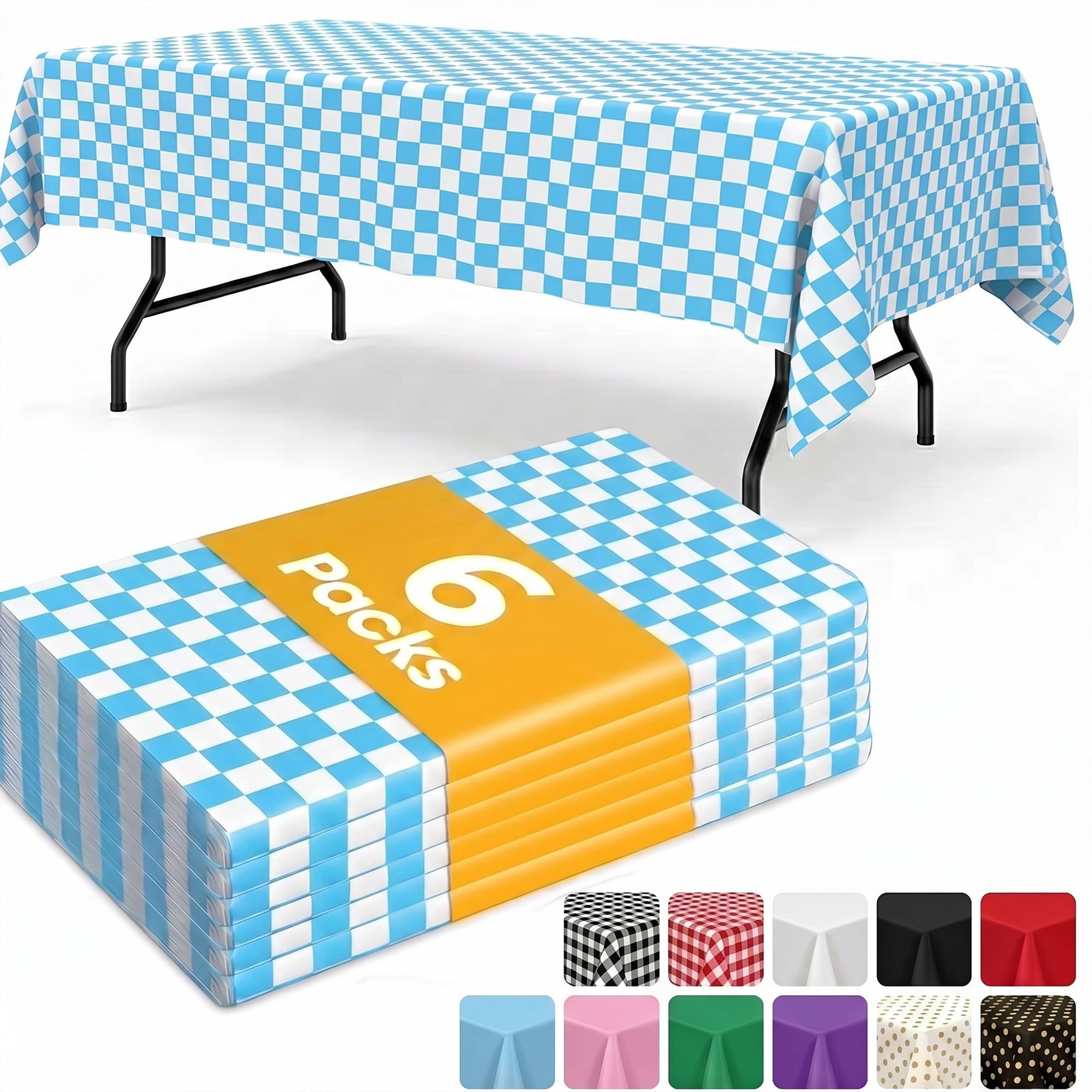 Sm:)e Blue and White Farmhouse Style Disposable Checkered Tablecloth 54x108 Inch, Yarn-Dyed Woven Table Cover for Dining Decor, Rectangle